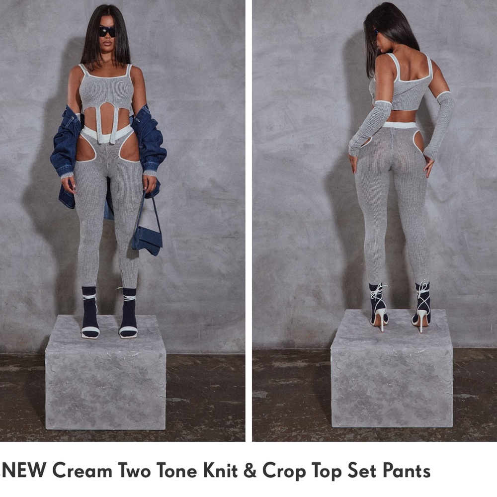 PLT 3 piece knit set, top/pants/sleeves